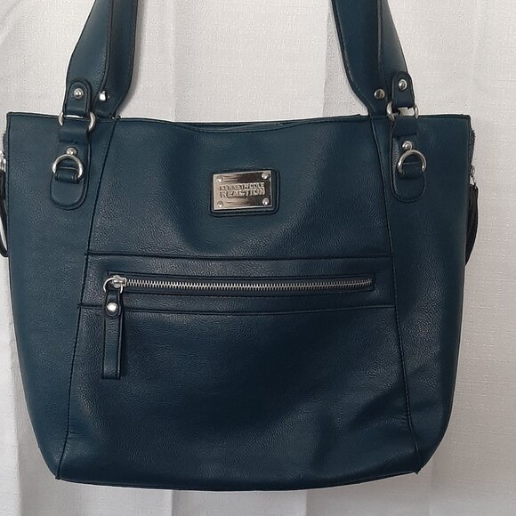 Kenneth Cole Reaction Vintage Tote/Laptop Bag Blue Leather - Picture 2 of 8